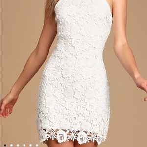 Lulu’s Love Poem Ivory Lace Mini Dress